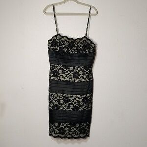 JS Collections Vintage Floral Black and Nude Lace Dress Size 12
